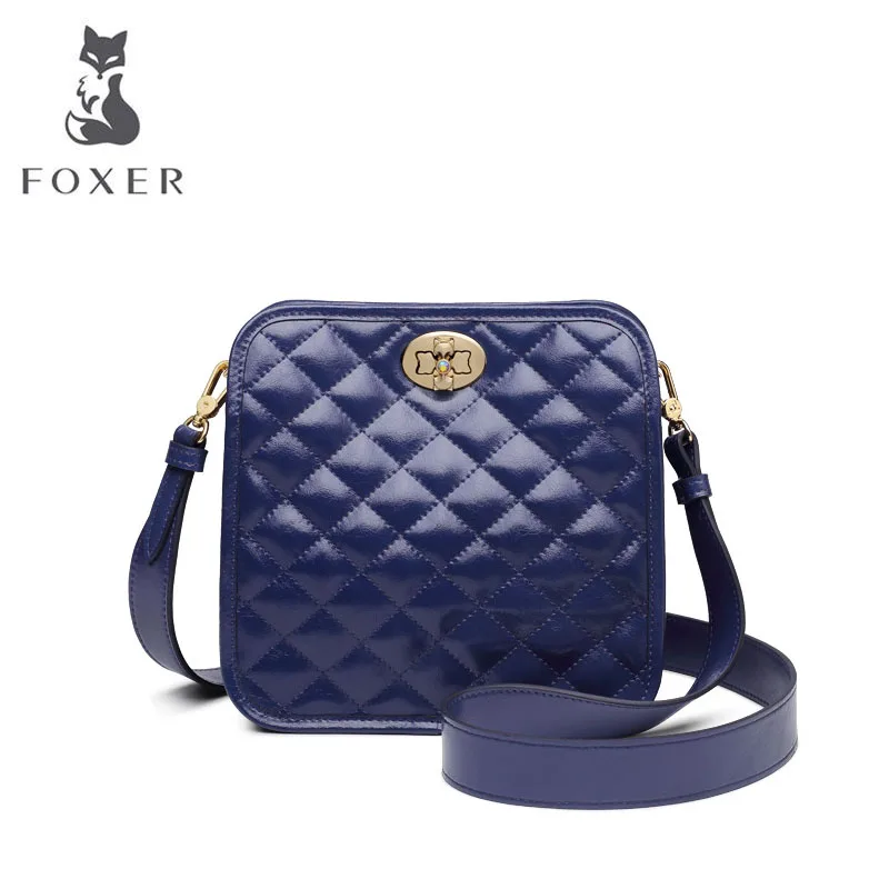 

FOXER rhombic small bag female 2019 new fashion wide shoulder strap wild shoulder bag small fragrance wind Messenger bag