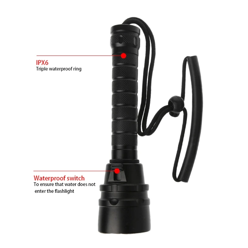 

Diving Flashlight Torch 5*T6 LED 200M Underwater Waterproof lamp Accent light 1Pc Portable Flashlight