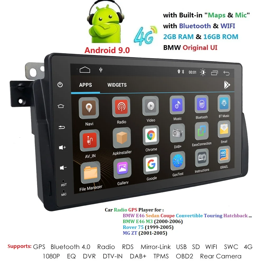  Android 9.0 4G Car GPS PLAYER For BMW E46 M3 MG ZT ROVER 75 GPS stereo audio navigation multimedia 