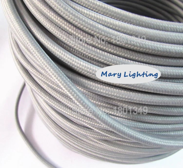 100 meters Grey 2 core 0.75mm2 Textile Electrical Wire Color Braided