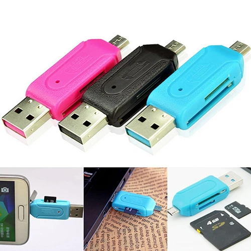 2 in 1 USB OTG SD Card Reader Universal Micro USB TF SD Card Reader for 5