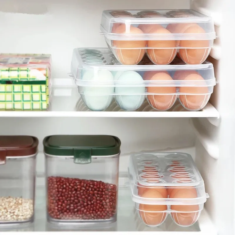 Egg Storage Box Refrigerator Storage Box Egg Tray Plastic Household Egg Grid Kitchen Container