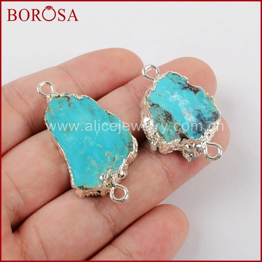 BOROSA 5 шт. новинка серебро Бесплатная форма 100% натуральная бирюза соединитель