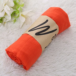 Черный/фиолетовый/желтый/серый/белый 18 цветов мягкий хлопковый шарф женский длинный шарф большого размера модный однотонный женский шарф - Цвет: Orange