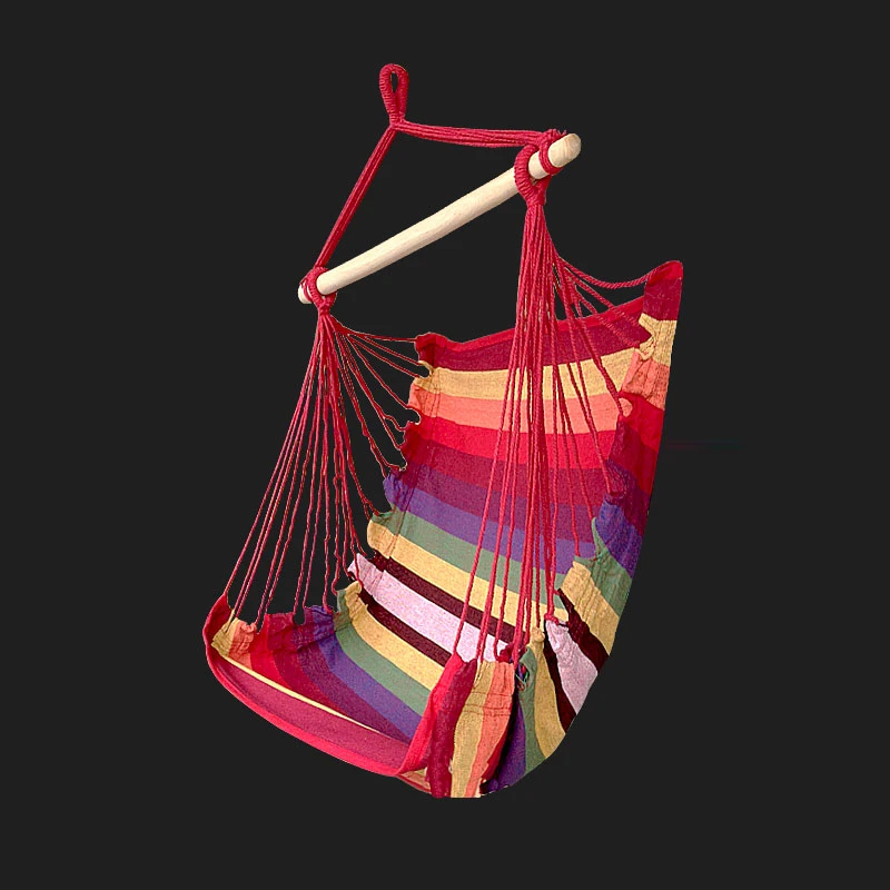 

T 2019 New Hammock Chair with Wood Stick Kids Indoor Outdoor Furniture Hanging Chair Swing Chairs Garden Swing Chair Bedroom