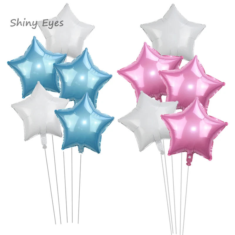 

SHINY EYES 5pcs 18inch Baby Shower Children's Kids Happy Birthday Party Balloons Gold Silver Foil Star Balloon Wedding Balloons