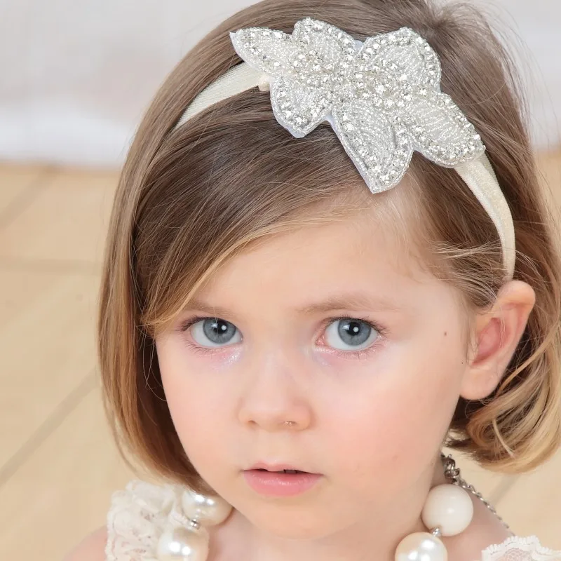 60 pcs/lot Baby Girl Bling Rhinestone Headbands Newborn Christening