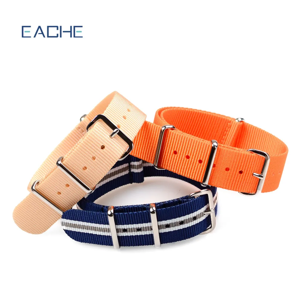 

EACHE Promotion NATO Nylon Watch Band New Colors Nylon Watch Band With Stainless Steel Silver Buckle 20mm In Stock