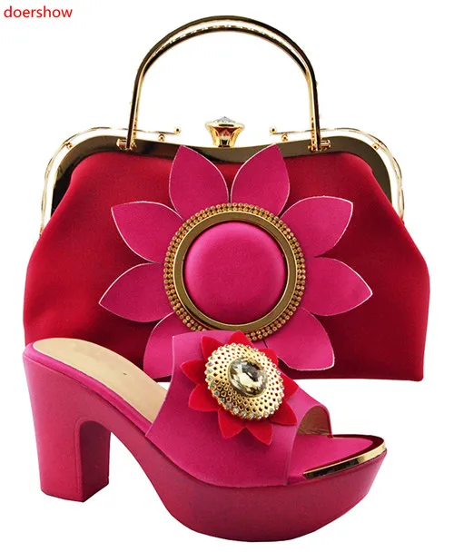 

doershow fashion Style Italian Women Matching Shoes and Bag Set Italian Wedding African Shoes And Bag To Match For Party JZS1-36
