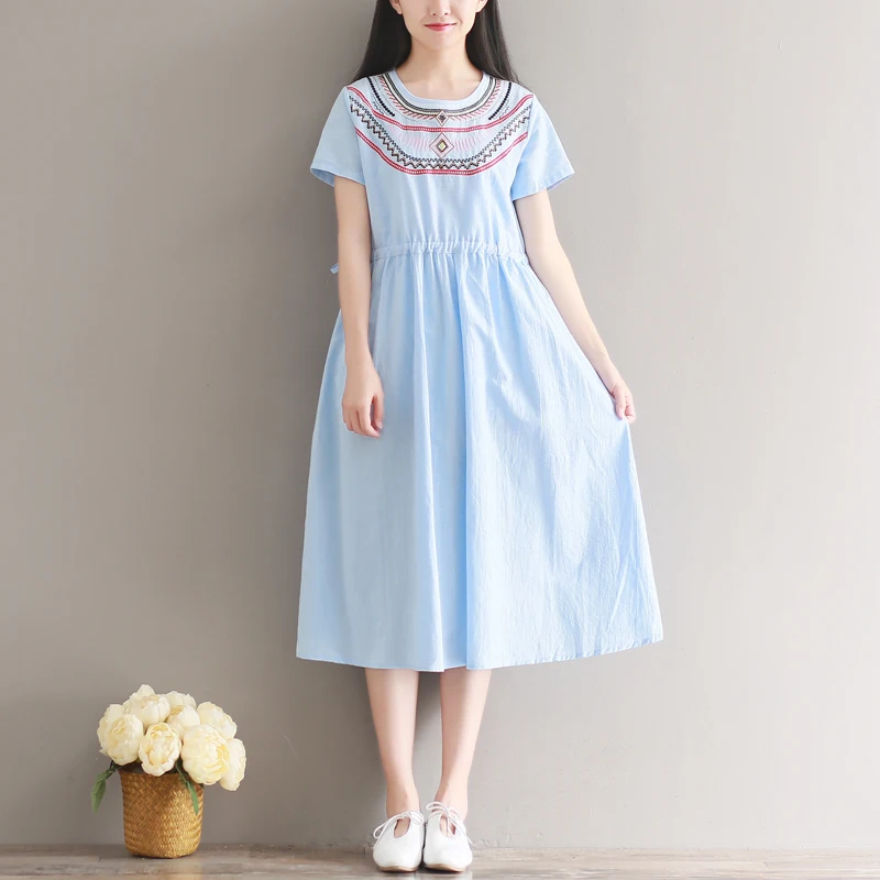 Hot Sale Cotton Linen Maternity Dresses embroidery Clothes Pregnant