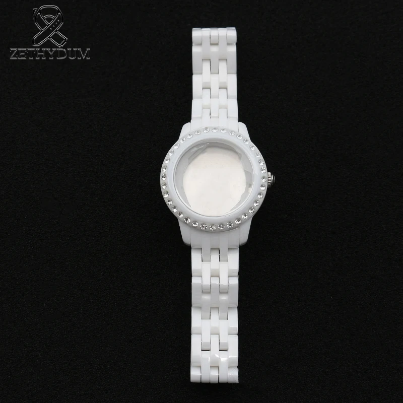 

Ceramic watch strap womens bracelet 12mm white watchband and watchcase watch accessories Butterfly buckle for AR1479