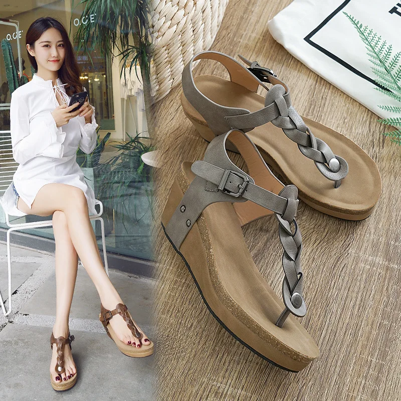 Bottom Slope Sandals Woman Weave Shoe Women's Sandals