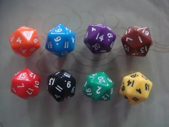 

Free shipping 6pcs 20-sided dice 20mm for board game dice and card game and other games accessories( many colors available)