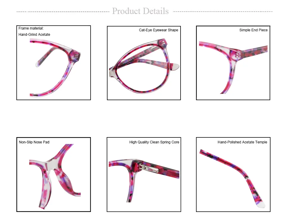 Прозрачная винтажная оправа, мужские весенние ацетатные очки, женские модные гибкие очки кошачий глаз, очки без рецепта для# P5837
