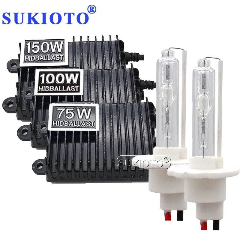 SUKIOTO HID Headlight 100W xenon kit H7 H1 H3 H8 H11 hid xenon kit 75W 150W hid ballast high power car light 4300K 6000K 8000K (8)