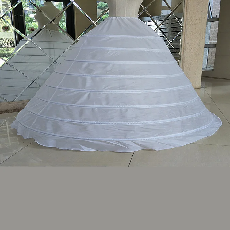 8 Layer Tulle Hoopless Bridal Petticoat Ball Gown Underskirt Crinoline P003 White 