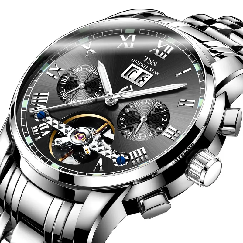 

TSS T6016 PILOT'S watches men luxury brand CLASSIQUE COMPLICATIONS automatic self-wind Tourbillon mechanical relogio masculin