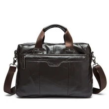 Luxury Genuine Cowhide Leather Men Briefcase Laptop HandBag Men Oil Wax Leather Shoulder Bag Business Man Handbag Tote Portfolio