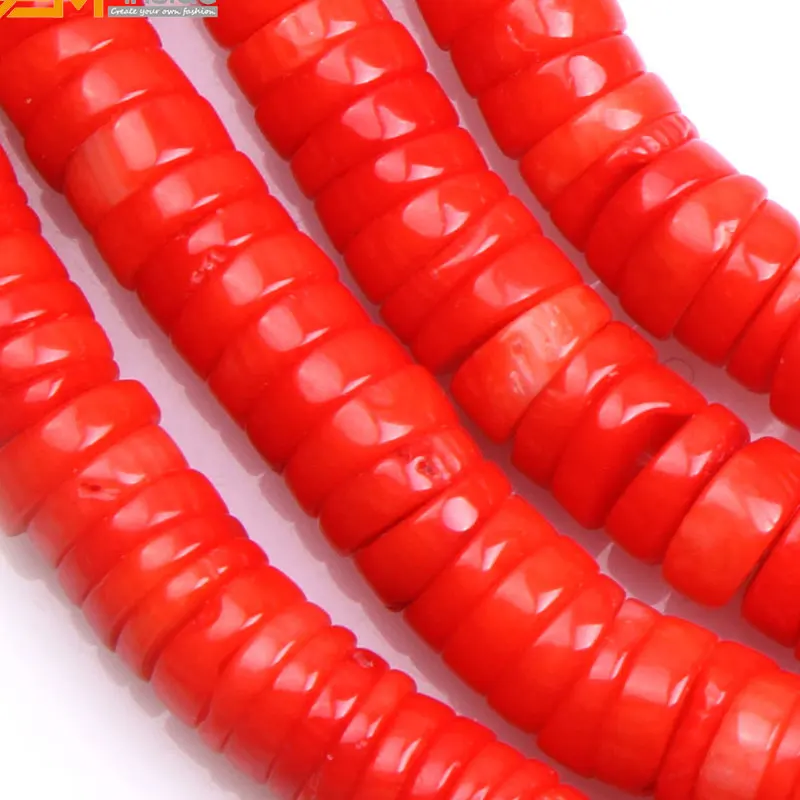 Драгоценный камень-внутри красный и светло-красный Rondelle Heishi форма коралловые бусины для изготовления ювелирных изделий браслет ожерелье 15 дюймов DIY бусины ювелирные изделия