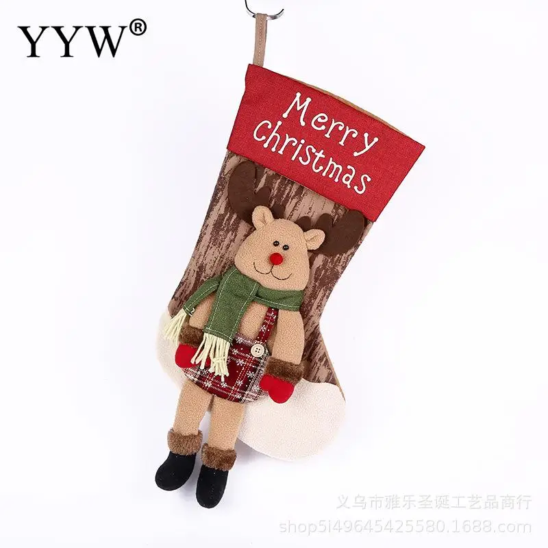 

Pocket Hanging Doll Decor Cute Christmas Sock New Year Gift Fork Knife Cutlery Holder Bag Party Table Dinner Decoration For Home