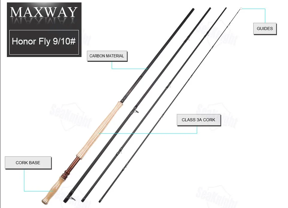 SeaKnight MAXWAY Serie Spey Honor 9/10#4 секции 13 футов 3,9 м 40 т Углеродные 3а мягкие деревянные ручки кольца Fuji Fly удочка