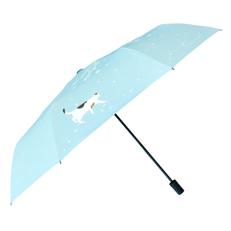 Lightweight Original Animal Cat Printed 3 Fold Umbrella Women Windproof Sun Protection Clear