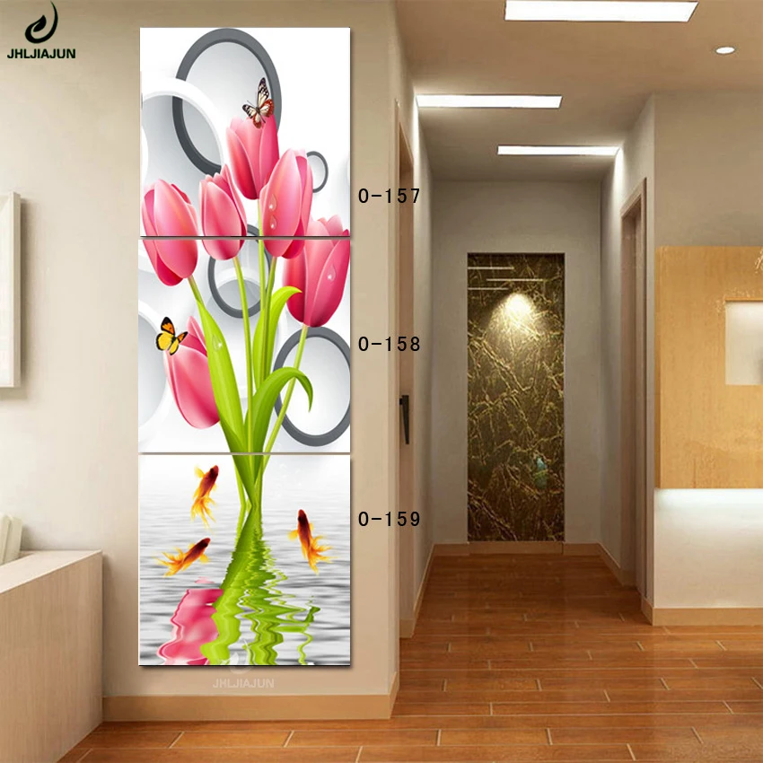 

Triptych Tulips Modular Abstraction Pictures Poster Flowers Print On Canvas Wall Pictures For Living Room Cuadros Decoracion