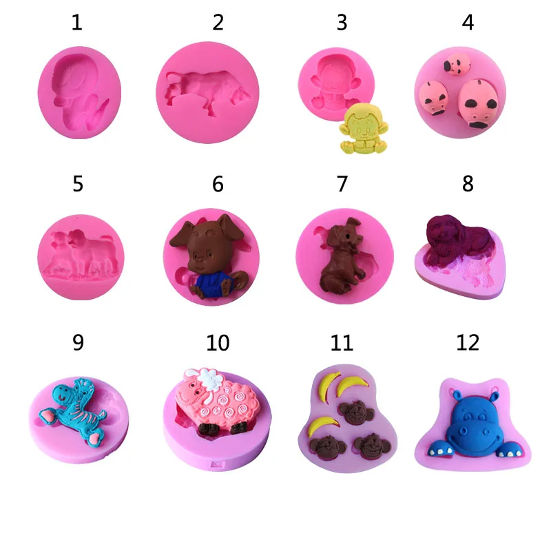 

DIY Chinese Zodiacs animal silicone mold for cake decorating fondant cupcake mold chocolate polymer clay mould Tools