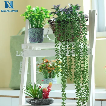 

3x Artificial Flower String PU Fake Wall Hanging Succulents Plant Wedding Decoration Window Display Pearl Bracketplant 30in
