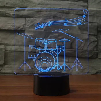 

Lovely 3D drum shape colorful night light 7 changing colors touch switch as gift or room decor