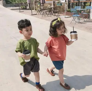 

2018 New Style Girls Boys Cotton T-Shirt Short Sleeve Summer Kids Top 2-7t I24