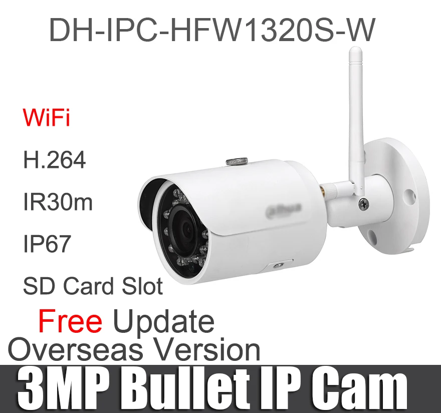 Dahua IPC-HFW1320S-W 3MP Wifi IP камера h.264 IR30M Замена IPC-HFW2325S-W Мини Пуля Водонепроницаемая