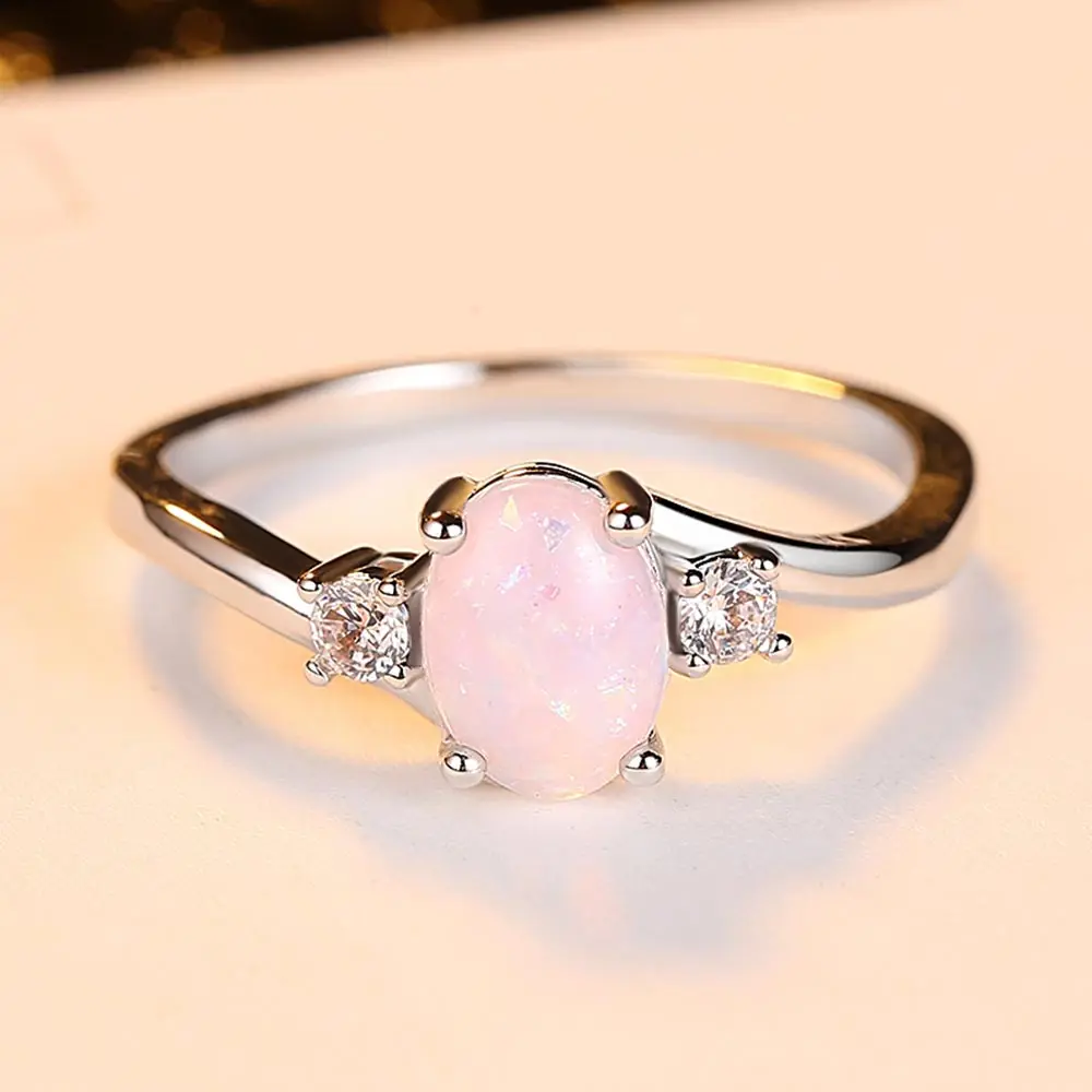 Beiver обручальные кольца Свадебные Кубический Цирконий Овальной огранки синтетический огненный опал женское кольцо