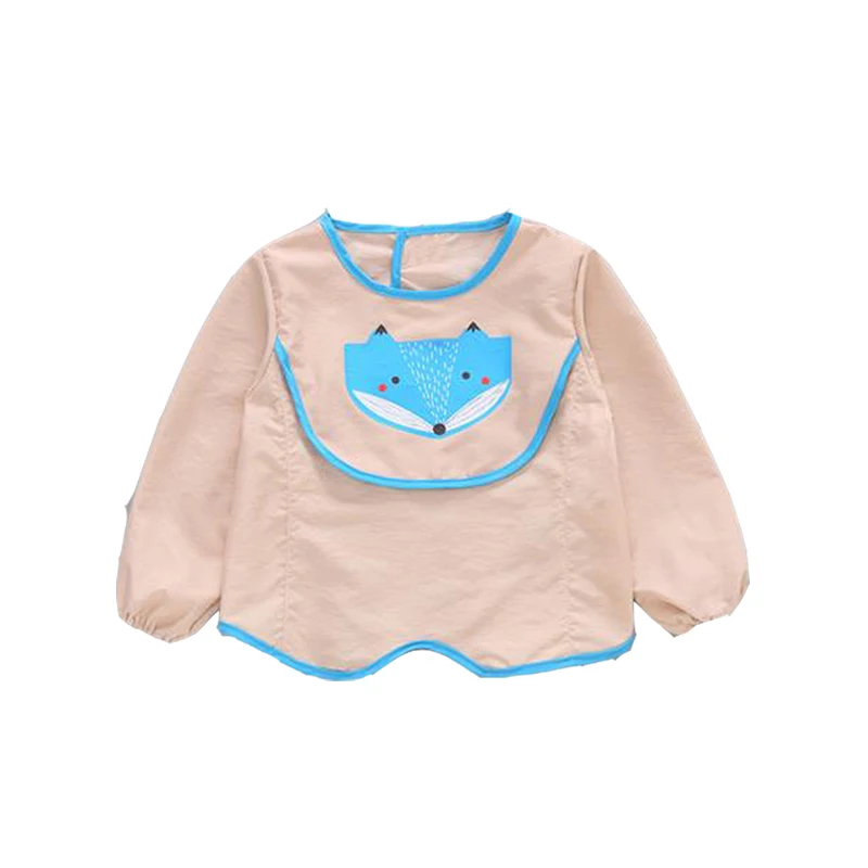 

Soft Baby Apron Bibs Waterproof with pocket Long Sleeve Easy To Clean Child Cartoon Bib For Boys Girls kids feeding accessories