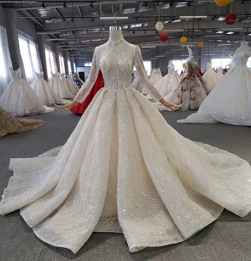 WONDMOND vestido de noiva высокое бальное платье с круглым вырезом Роскошные свадебные