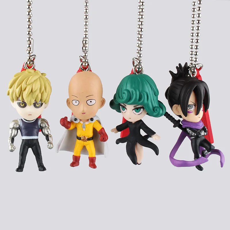 

5cm 4pcs/lot Keychain ONE PUNCH-MAN One Punch Man Q version Anime cartoon Toys Dolls Action Figure gift Decoration