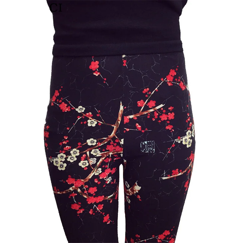 

YRRETY Women Printed Legging Floral Print Leggings National Ethnic Landscape Paintings Flowers Leggins Trousers High Elasticity