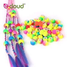 50 шт., 5 мм, двухцветные акриловые Круглые бусины для волос, для плетения, поделки, дредлок, бусины, украшения для волос, для косичек