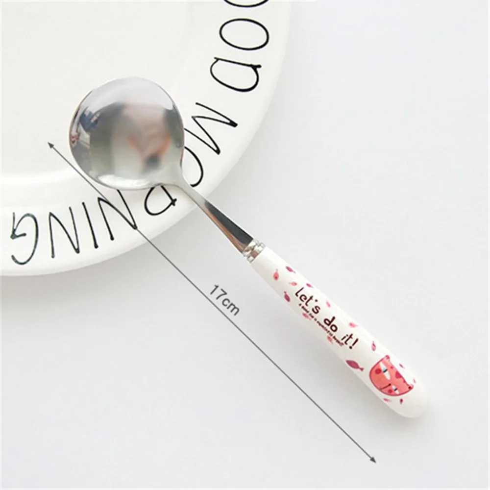 Stainless Steel Spoon Fork Cartoon Animal Printing Fruit Fork Party Cake Salad Vegetable Forks Children Dinnerware Cutlery