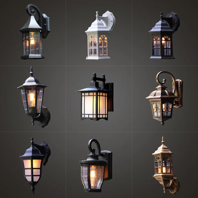 Comprar Lámpara de pared al aire libre impermeable europeo retro desván industrial viento balcón nórdico exterior pared Luz Jardín