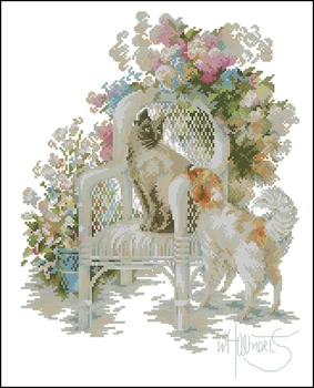 

Needlework 14CT 16CT 18CT Cross Stitch, DIY Count Cross Stitch, Embroidery Set, Cat and dog