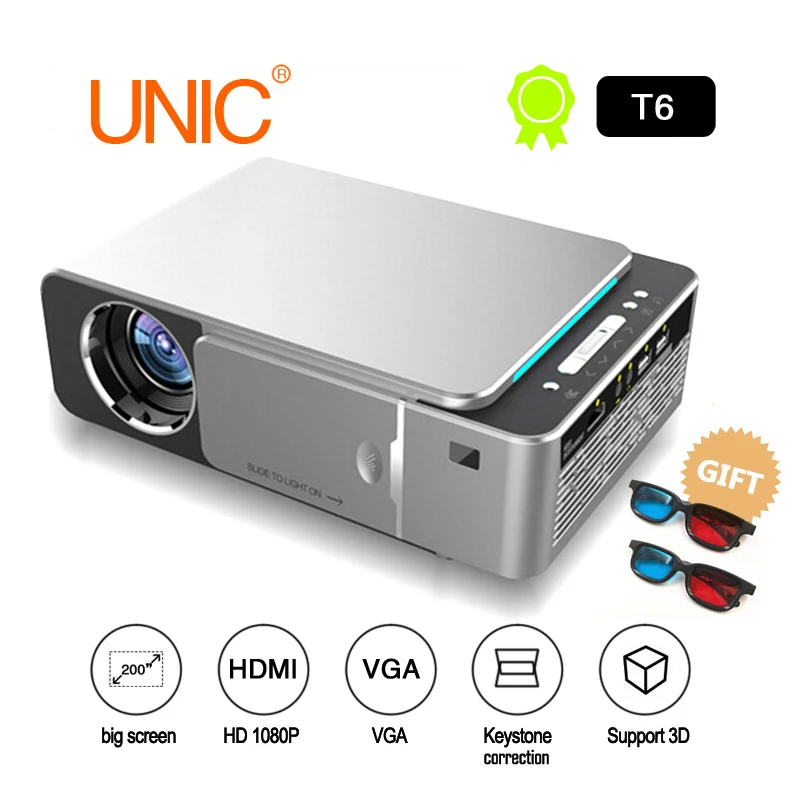ALSTON T6 полный светодиодный hd-проектор 4 k 3500 люмен HDMI USB 1080 p портативный проектор фильмов Beamer с загадочным подарком