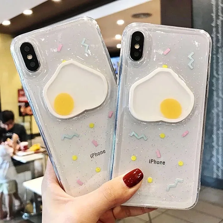 

Transparent Egg Epoxy soft shell Phone Case For iPhoneX XR XS Japanese and Korean Transparent Phone Case For iPhone7 8 6 Cover