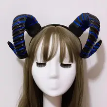 Стимпанк синий рог овец Цветы для обруча рога головной убор винтажные аксессуары для волос