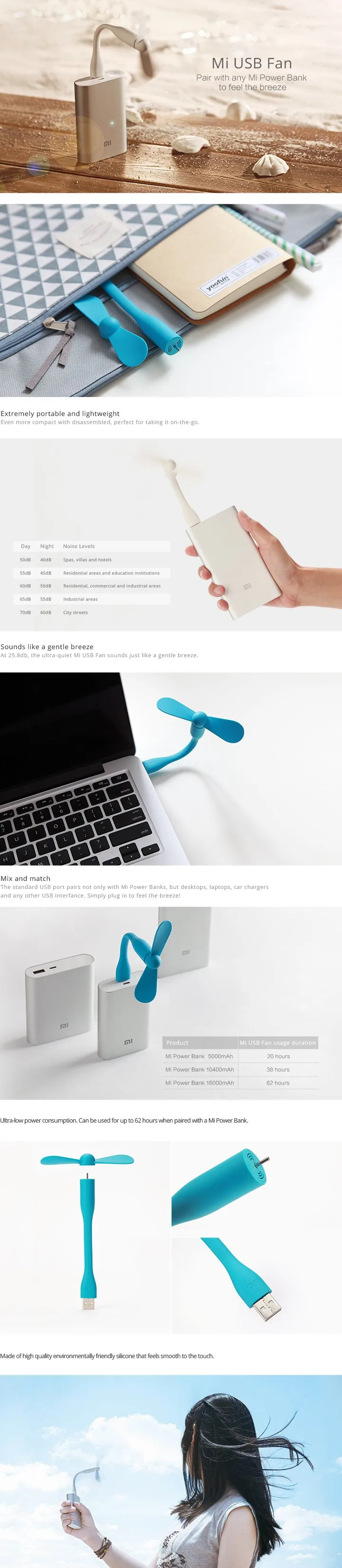 Ventilador USB portátil Xiaomi Mijia en blanco