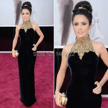 Hohe Kragen 2016 Neue Ankunft Schwarz Meerjungfrau Abendkleid Gold BeadedHot Formales Abschlussball-kleider Samt Kostenloser Versand Robe de Soiree