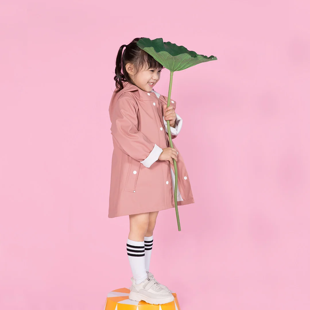 Xiaomi Mijia Qihao/детский городской плащ-дождевик для мальчиков, дождевик для девочек, зеленый водонепроницаемый плащ-ветровка из искусственной кожи, детская куртка - Цвет: girl pink  120-60