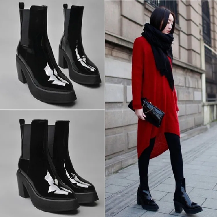 

2015 Women Boots Ankle Boots winter boots Genuine Leather Fashion Martin Platform Motorcycle Boots Botas zapatos mujer big size