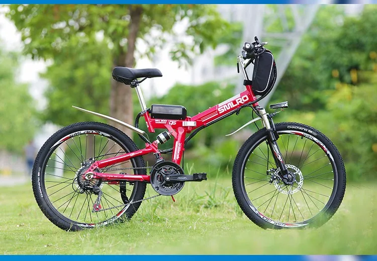 Top 24 inch  folding electric mountain bike 48V lithium  battery electric bicycle 500W motor ASSIST range 60km max speed 40km 23