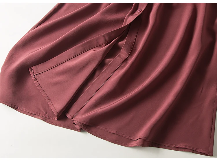 Женское шелковое платье 16 мм натуральная шелковая креп Офисная Леди Длинные платья для женщин тяжелый шелк Весна новое платье с поясом коричневый